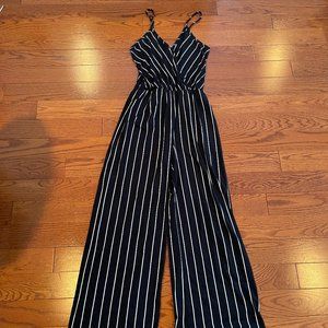 Wide Leg Striped Jumpsuit